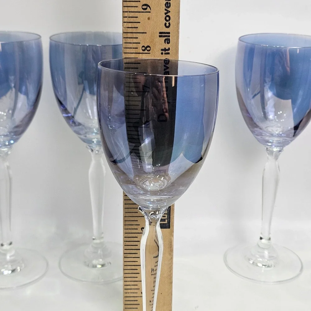 Pier 1 P1C1 Blue Ombre Wine Glasses Set of 4 Hand Blown Stemware 8